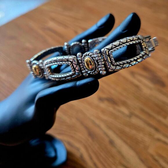 BRIGHTON "Uptown Shine" Gold And Silver Link Bracelet STATEMENT MAKING! - Picture 2 of 13